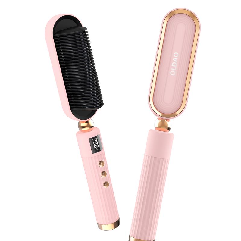 [Christmas Gift Deal] OLDAO Negative Ion Straightener Comb,2-in-1 Professional Salon Styling Tool,Multi-Temperature Design,Comfortable,Smooth,Suitable for Home and Travel