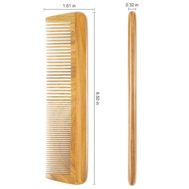 Handmade 100% Natural Green Sandalwood Wooden Comb for Men Hair, Beard, and Mustache Styling Pocket Comb With Leather Case