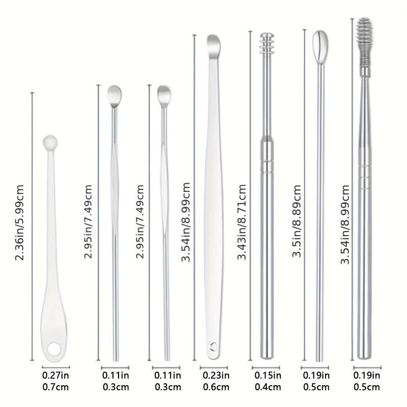 7pcs set Stainless Steel Earwax Removal Tool Set, Ear Cleaning Tools with Storage Box, Portable Earwax Removal Products For Men & Women, Comfort Hygiene Product