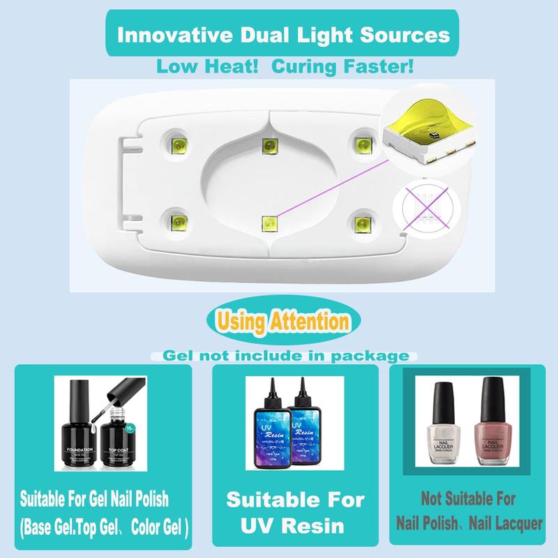 UV LED Nail Dryer Mini lamp Portable Curing Light for Gel Nail Polish,6w(White)