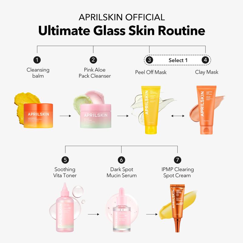 [APRILSKIN official] Ultimate Glass Skin Set (Double Cleanser, Vita Toner, Mucin Serum, IPMP Solution, Exfoliate Mask) | K-beauty Soothing Daily Skincare