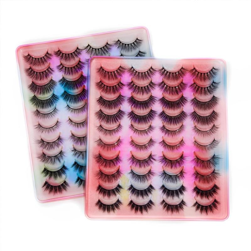 5D Mink Eyelashes 20 Pairs Soft Handmade Fluffy Wispy Long Thick Black Lashes Glamorous Makeup Eyelash Extension Silk Eyelashes