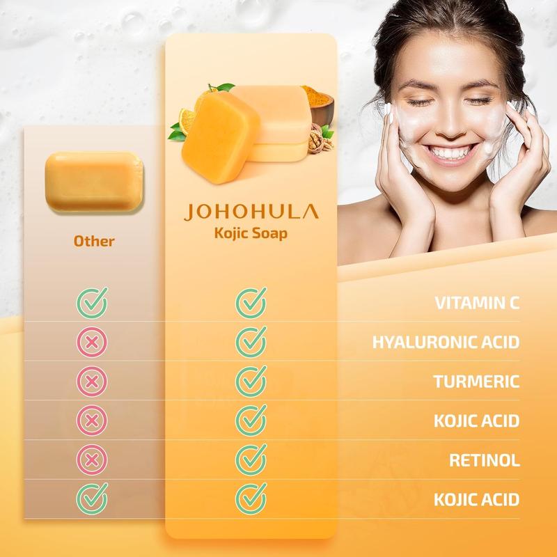 Kojic Acid Dark Spot Remover Turmeric Soap Bars with Vitamin C, Retinol, Collagen, Turmeric - 3Bars Body Care Cleansing Moisture Clear Daily