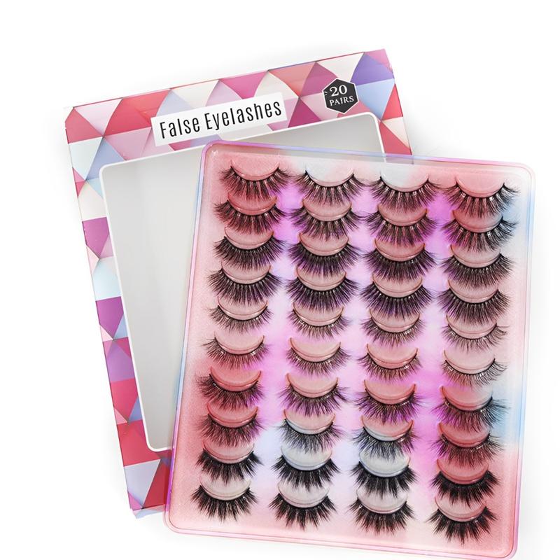 5D Mink Eyelashes 20 Pairs Soft Handmade Fluffy Wispy Long Thick Black Lashes Glamorous Makeup Eyelash Extension Silk Eyelashes