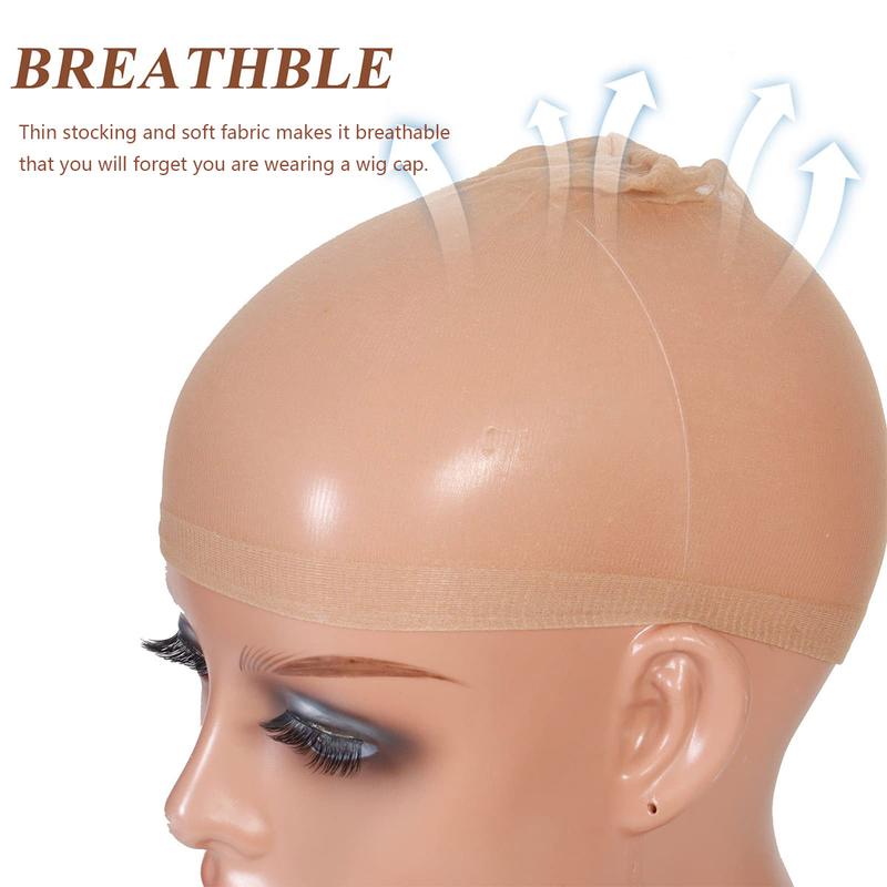 1 Bag 2 Counts Invisible and Breathable HD Wig Cap for Human Hair Synthetic Wig Installations Easy to Wear