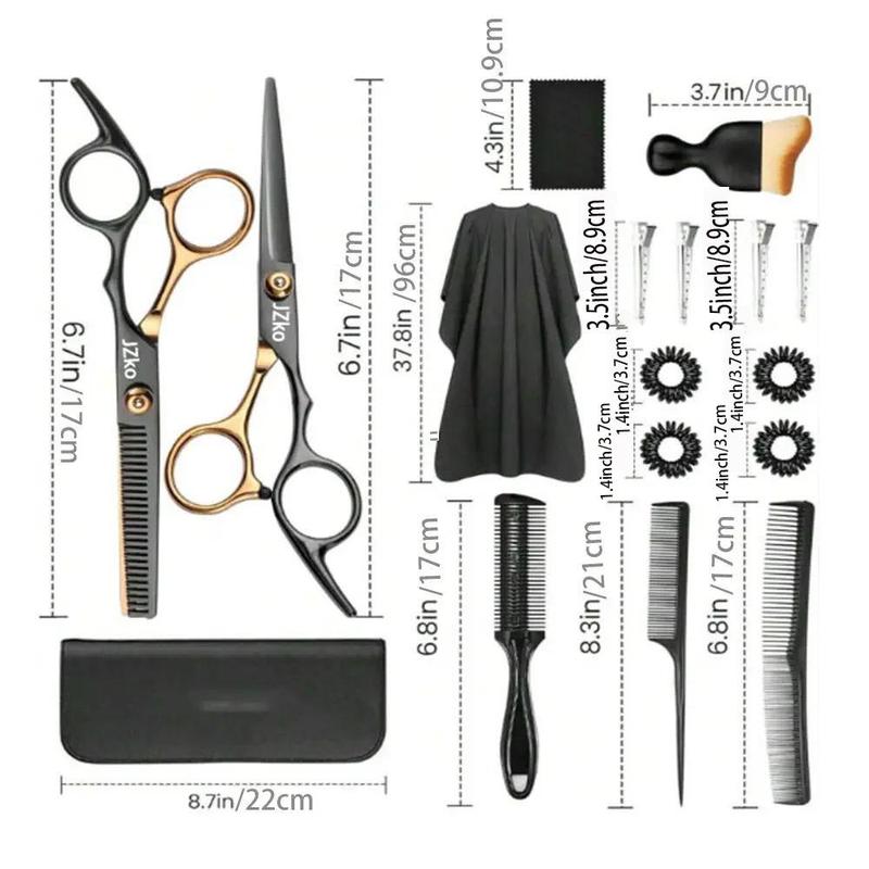 Heatless Hair Cutting Set, 17pcs set Hairdressing Shears Kit with Haircut Accessories, Hair Cutting Scissors Shears Kits, Summer Hairdressing Scissors for Slick Back Locs