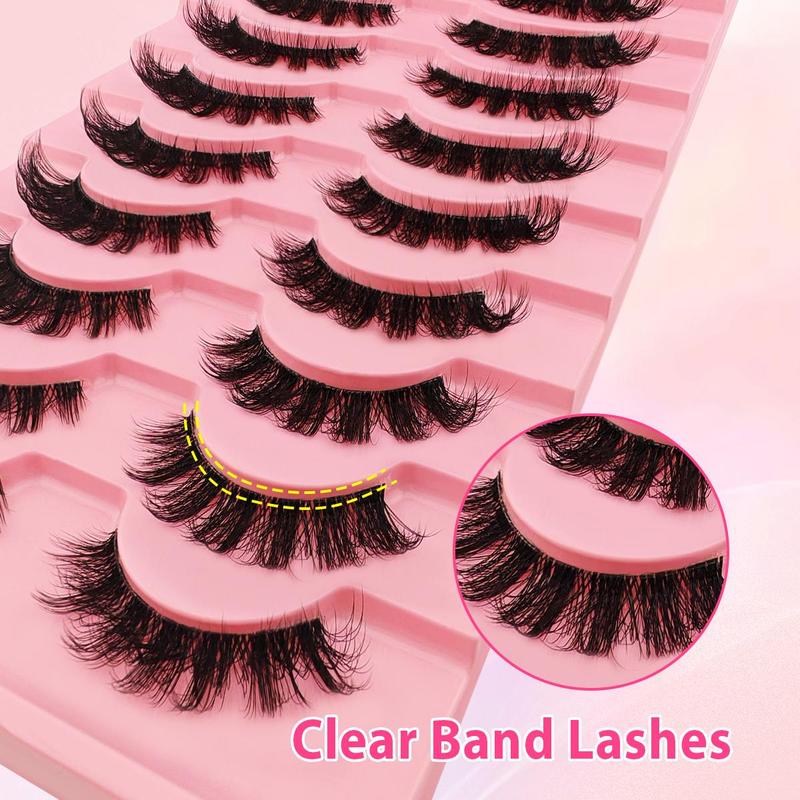 Natural Look Eyelash Extensions, 10 Pairs tray 15mm Self Grafting Curl Strip Eyelashes, Eye Makeup Enhancement False Eyelashes for Women & Girls, Lashes Extension Kit