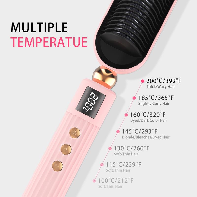 [Christmas Gift Deal] OLDAO Negative Ion Straightener Comb,2-in-1 Professional Salon Styling Tool,Multi-Temperature Design,Comfortable,Smooth,Suitable for Home and Travel