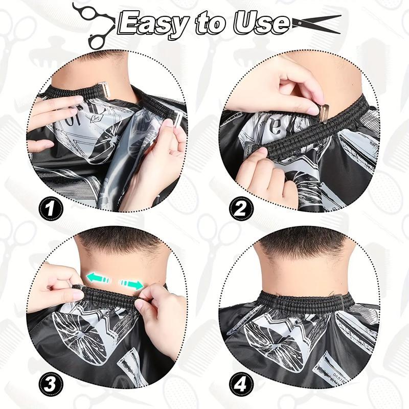 Barber Cape with Neck Hair Cleaning Brush, 1 Set Printed Hair Cutting Cape & Hair Cutting Neck Dust Brush, Waterproof Hair Salon Cape, Hair Styling Accessories