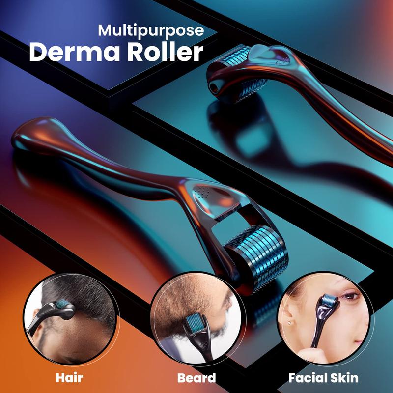 Derma Roller for Hair Beard Facial Skin 540 Micro Needle 0.25mm Beauty Device (Black)