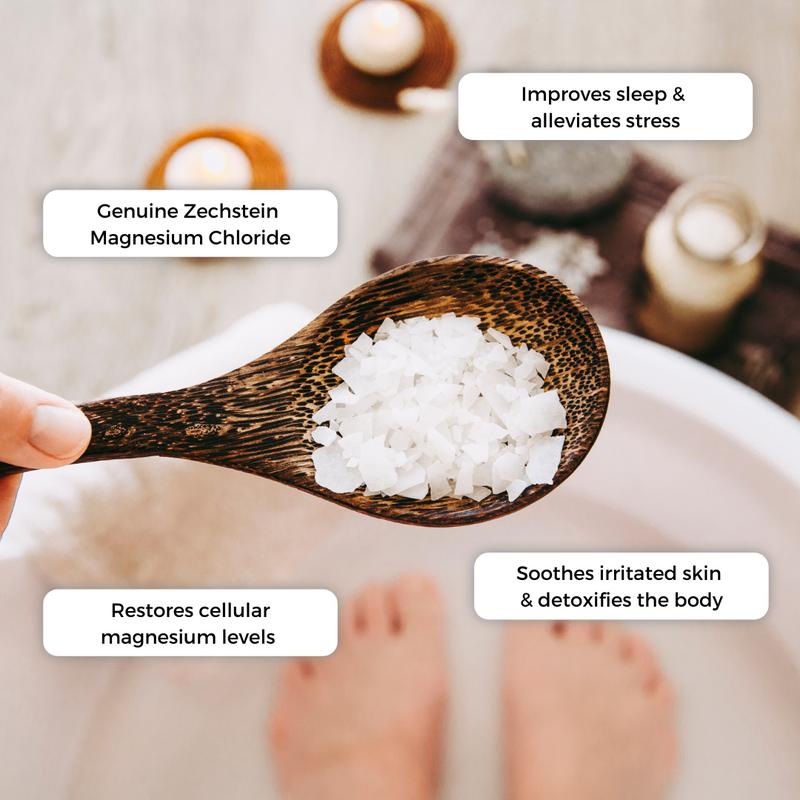 Rooted In Magnesium Soaking Salts | High Concentration Pure Zechstein Magnesium Chloride Flakes | Magnesium Foot, Bath Soak | DIY Magnesium Spray | Muscle Soreness, Tension, Promotes Sleep Body Care Comfort Skin Repair Restore Comfort magnesium body