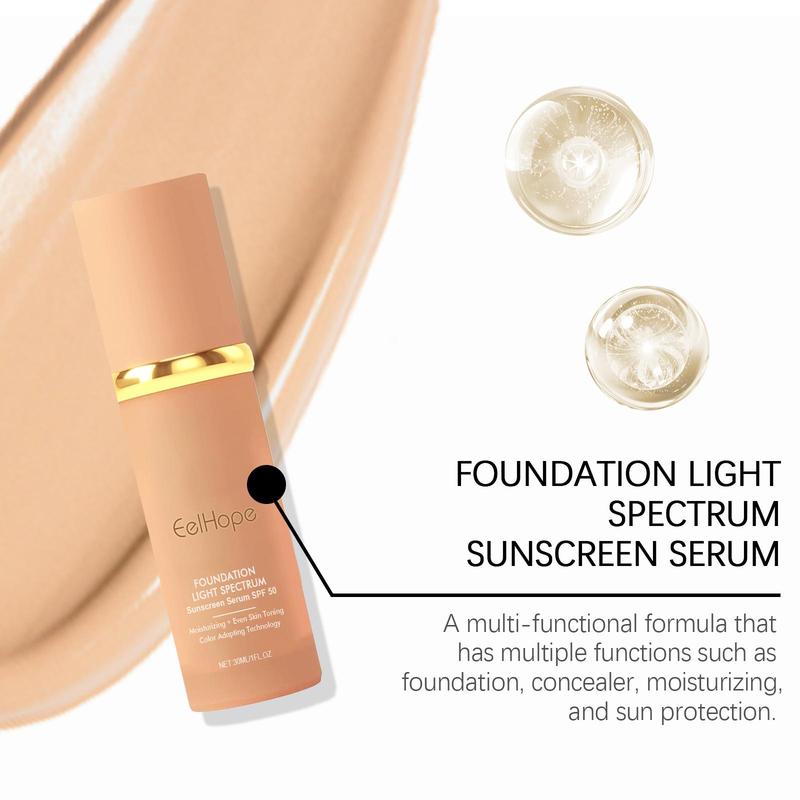 4 in 1 Long-lasting Foundation, Moisturizing Full Coverage Concealer Foundation, Lightweight Sunscreen Foundation, Makeup Product for Women & Girls