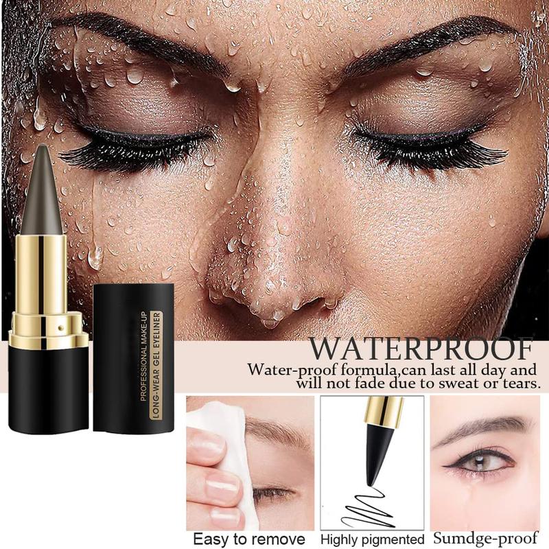 Gel Eyeliner Set,Quick-Dry Cream Eyeliner Waterproof and Smudge Proof Eye-liner Pencil Long-Lasting Matte Eyeliner Stick