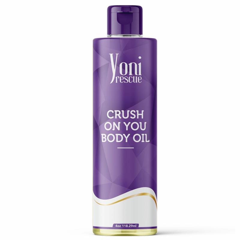 Crush On You Body Oil, 4oz,  with Apricot, Jojoba, Avocado Oils & Vitamin E Oil, Daily Moisturizer, Fast-Absorbing, Nourishes and Hydrates Skin , Skin Repair, Body Care, Ideal for All Skin Types, Jasmine & Honey Suckle Scented Fragrance by Yoni Rescue