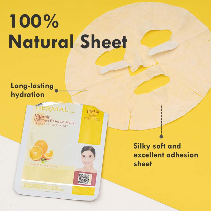 24 Combo Pack A Collagen Essence Korean Face Mask - Hydrating & Soothing Facial Mask with Panthenol - Hypoallergenic Self Care Sheet Mask for All Skin Types - Natural Home Spa Treatment Mask