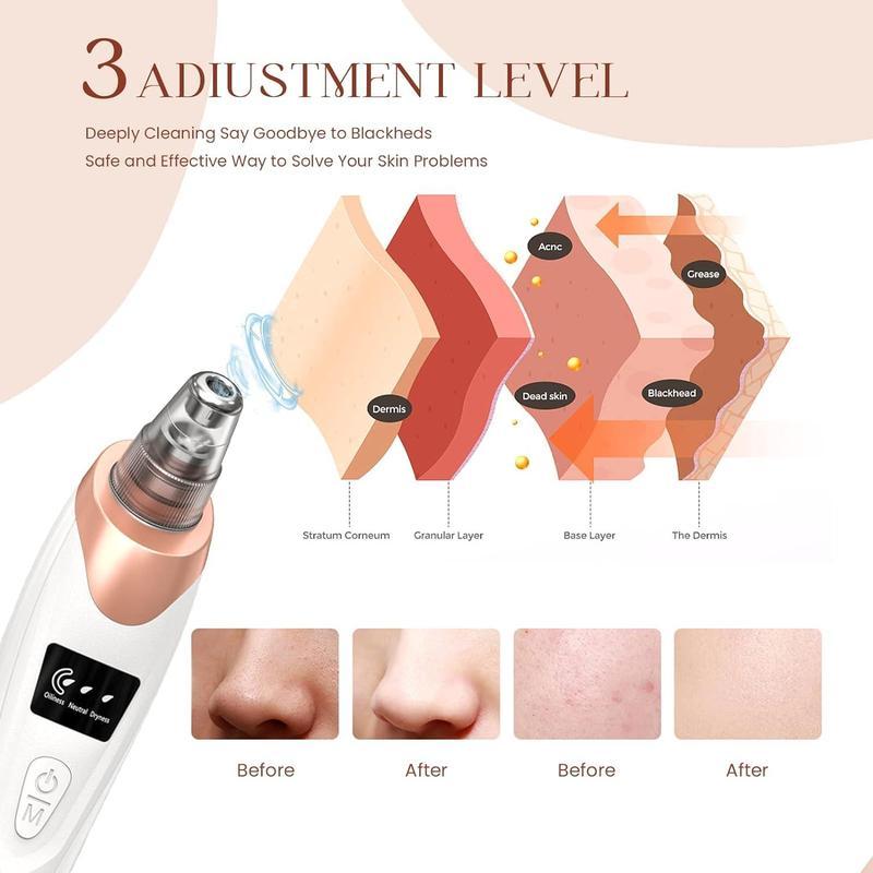 Electric Blackhead Remover Set, 1 Box Multifunctional Facial Pore Cleaner and 5 Probes, USB Rechargeable, Vacuum Facial Pore Cleaner, Facial Beauty Instrument for Women & Men