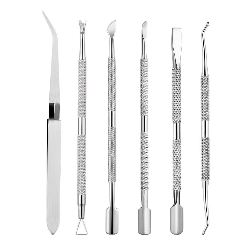 Stainless Steel Cuticle Nippers Pusher Manicure Tools Set, 7 Counts set Acrylic Nail Shaping Cuticle Remover Trimmer Cutters Tool, Gel Nail Art Kit