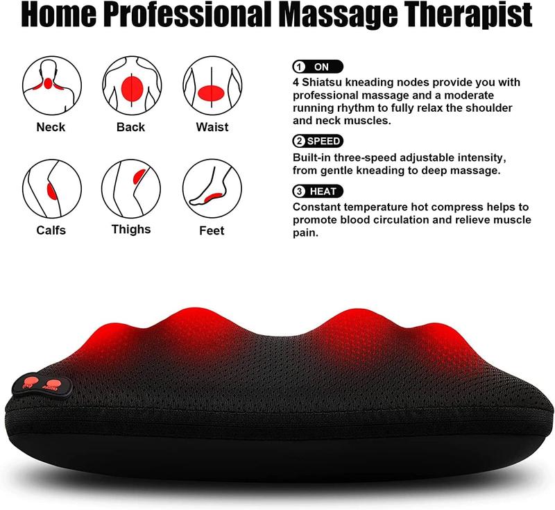 WOQQW Back Massager, Shiatsu Back and Neck Massager, Electric Shoulder Foot Massager Pillow with Heat, Waist, Shoulders, Legs, Relaxation Gift for Women Men Father Mom,Best Christmas Gifts for Dads, Moms, Boys and Girls-Christmas surprise