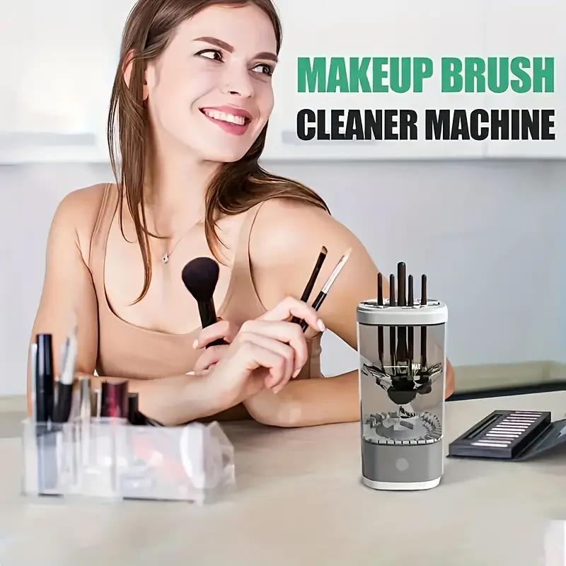 3-in-1 Makeup Brush Cleaner Set, 1 Box Automatic Rotating Makeup Brush Cleaning Machine, Portable Makeup Brush Cleaning Tool for Home & Travel