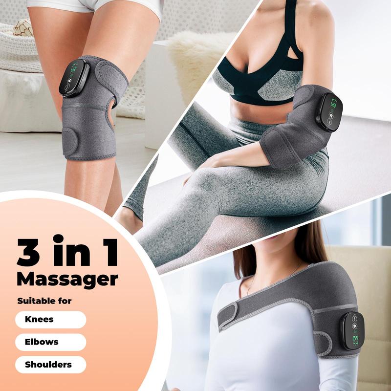 Comfort Portable Knee Massager, 1 Box Cordless Knee Massager Device, Portable Neck Shoulder Massaging Machine, 3-in-1 Heated Vibrating Massager for Knees, Shoulders & Elbows, Eid al-Adha Gift