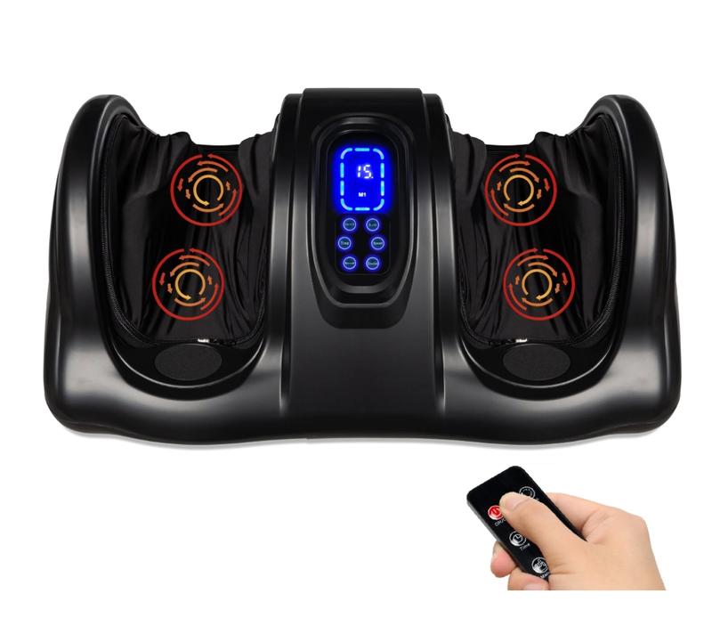 Therapeutic Kneading & Rolling Shiatsu Foot Massager w  High Intensity Rollers, Remote - Black