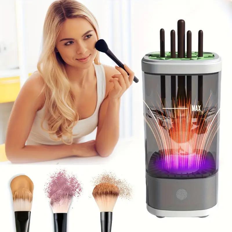 3-in-1 Makeup Brush Cleaner Set, 1 Box Automatic Rotating Makeup Brush Cleaning Machine, Portable Makeup Brush Cleaning Tool for Home & Travel