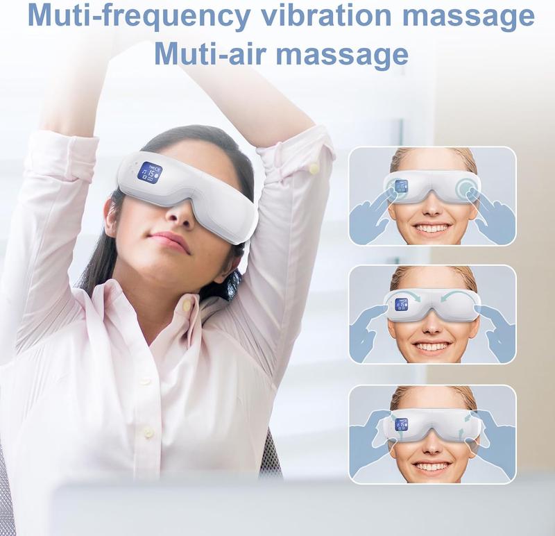 Morelax Eye Massager with Heat and Bluetooth Music, Heated Eye Massager Mask for Migraine, Christmas Gifts