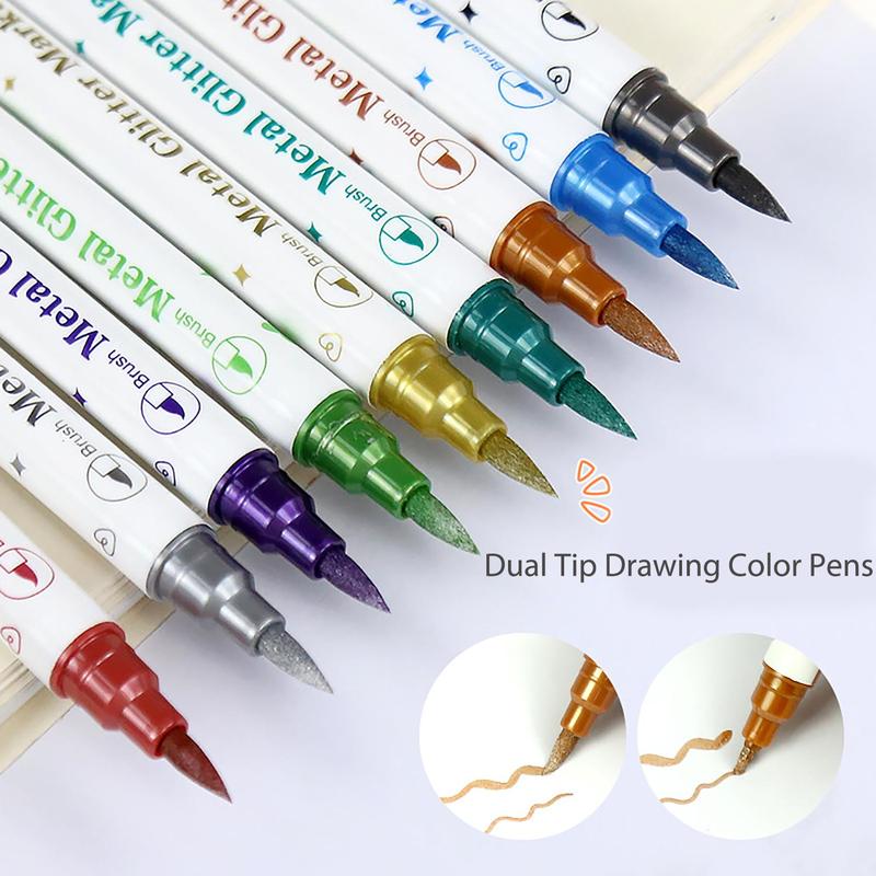 Nail Art Dual Tip Coloring Pen Set, 10pcs Nail Art Pens, DIY Nail Art Kit For Home Salon, Holiday Greeting Card DIY Pens