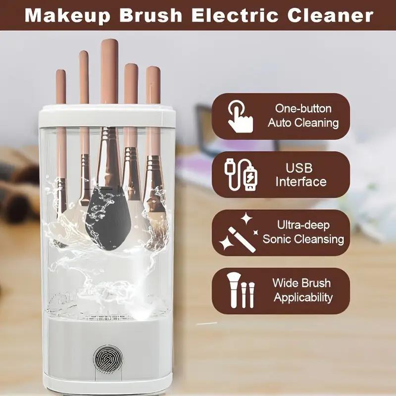 3-in-1 Makeup Brush Cleaner Set, 1 Box Automatic Rotating Makeup Brush Cleaning Machine, Portable Makeup Brush Cleaning Tool for Home & Travel