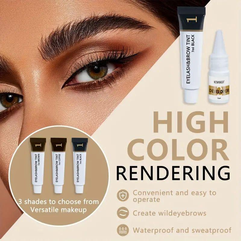 Eyelash & Brow Tint 3 Colors Available - Waterproof, Sweatproof, and Long-Lasting - Easy to Operate and Understand - Quick Coloring and High Color Development - Versatile Makeup