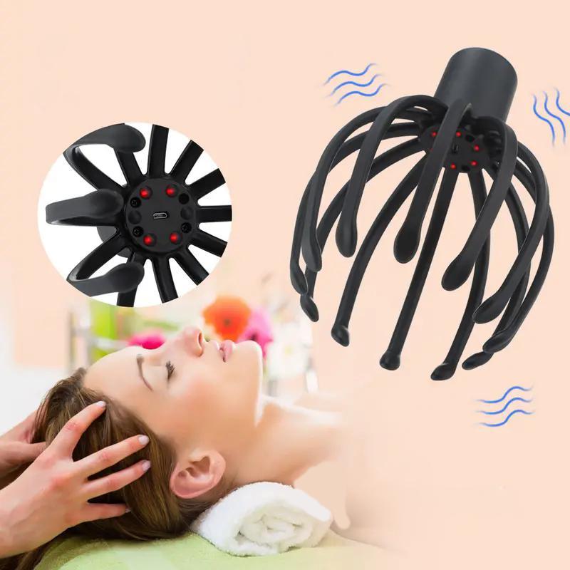 Octopus Shaped Electric Massage Tool, 1 Count Portable Scalp Massager, Head Massage Tool, Deep Relaxation & Stress Relief Tool for Home & Travel, Christmas Gift, Stocking Fillers