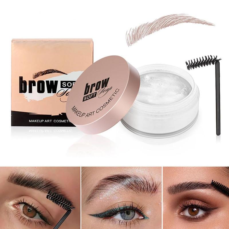 Soap Brows Kit,2Pcs Set Eyebrow Freeze Styling Wax,Waterproof Long-lasting Eyebrows Enhancer Shaping Clear Tint Gel, Eye Brow Makeup Balm Pomade Cosmetics (2pcs 01#)