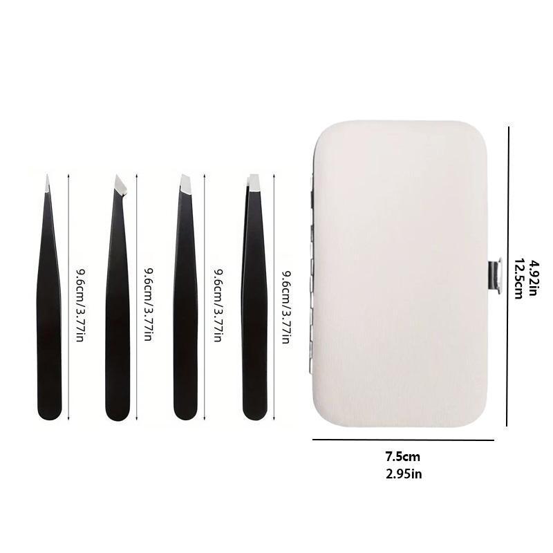 Makeup Mirror with Tweezer Kit, 4 Counts set Portable Eyebrow Shaping Tool, Portable Mirror Set for Travel & Home