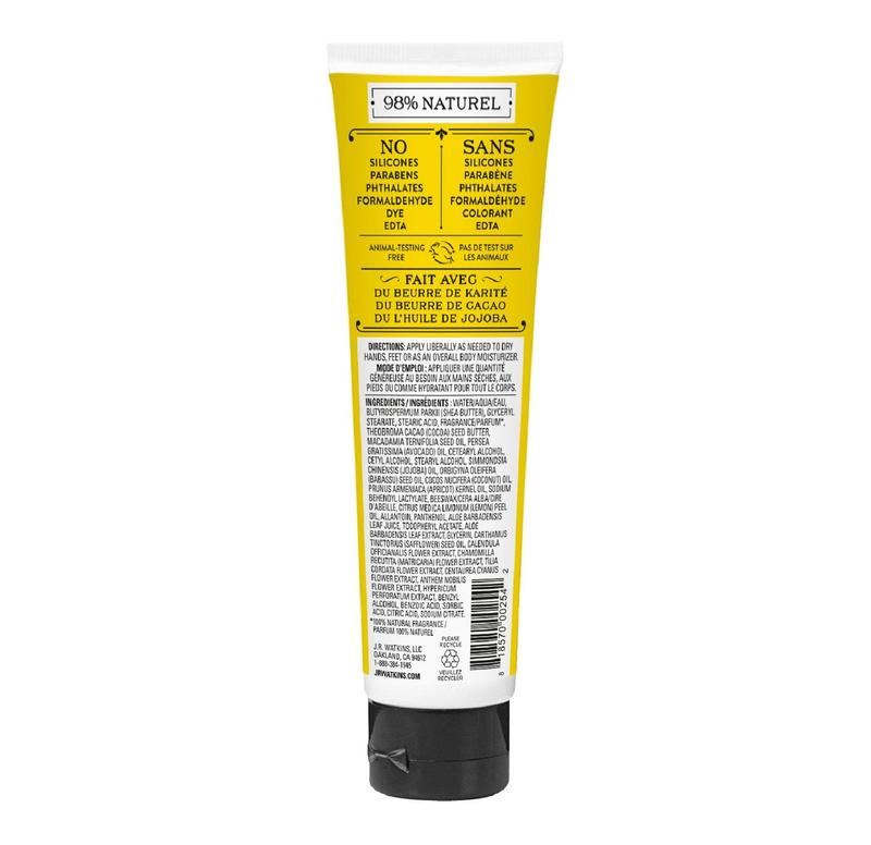 Natural Moisturizing Hand Cream, Hydrating Hand Moisturizer with Shea Butter, Cocoa Butter, and Avocado Oil,  3.3oz, Lemon Cream, Single