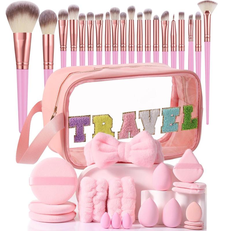 Makeup Tool Set, 39pcs set Makeup Brush & Sponge & Powder Puff & Hair Band & Wristband & Makeup Bag, Professional Makeup Tools for Women