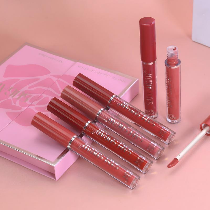 Long Lasting Matte Liquid Lipstick Set, 6 Counts box Waterproof Non-stick Cup  Lip Gloss, Suitable for Women and Girls Daily Use, Lip Makeup Accessories