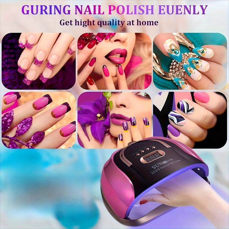 Professional 256W High-Power UV LED Nail Lamp - Four Timing Settings, Automatic Sensor, and Advanced Nail Art Curing Technology for Salon-Quality Results at Home