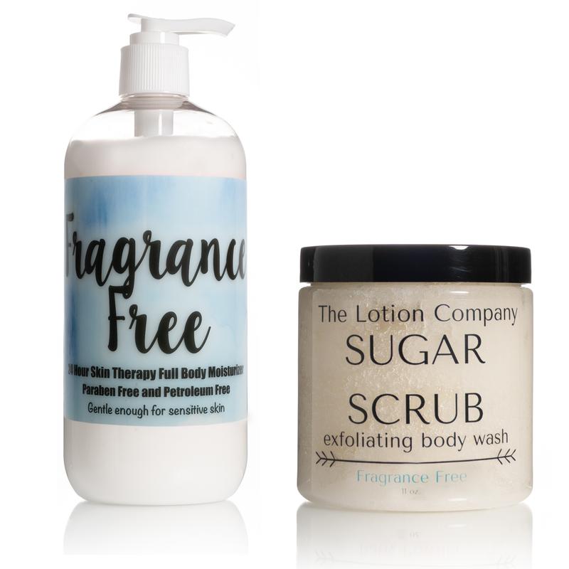 COMBO PACK: BODY LOTION + SUGAR SCRUB EXFOLIATING BODY WASH DUO; BODY CARE by The Lotion Company; Holiday Gift Idea; 16 oz lotion