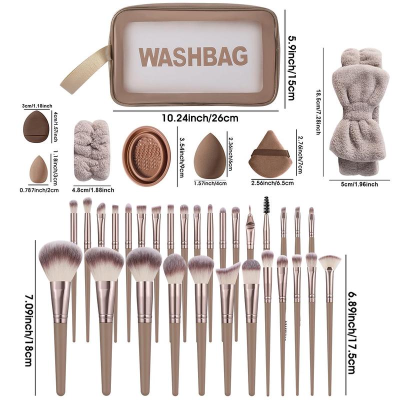 Professional Makeup Tool Set, 55pcs set Makeup Brush & Sponge & Finger Powder Puff & Brush Cleaning Bowl & Makeup Bag & Triangle Powder Puff, Christmas Gift