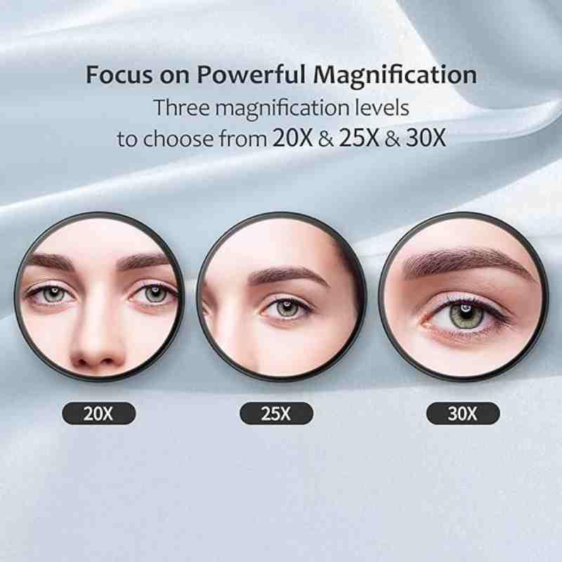 Magnifying Makeup Mirror & Tweezers Set, 2 Counts set, 30x Magnification Round Makeup Mirror & Tweezers, Suction Cup Blackhead Removal Round Small Mirror