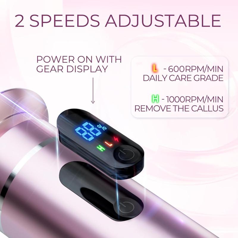 krofaue Electric Callus Remover for Feet Care,Rechargeable Portable Foot File Pedicure Tools with 3 Sandpapers 2 Speed,Hard Cracked Dry Skin Ideal Gift manicure nail Electric Foot pedicure care Rechargeable Electric Electric Rotatable nail salon