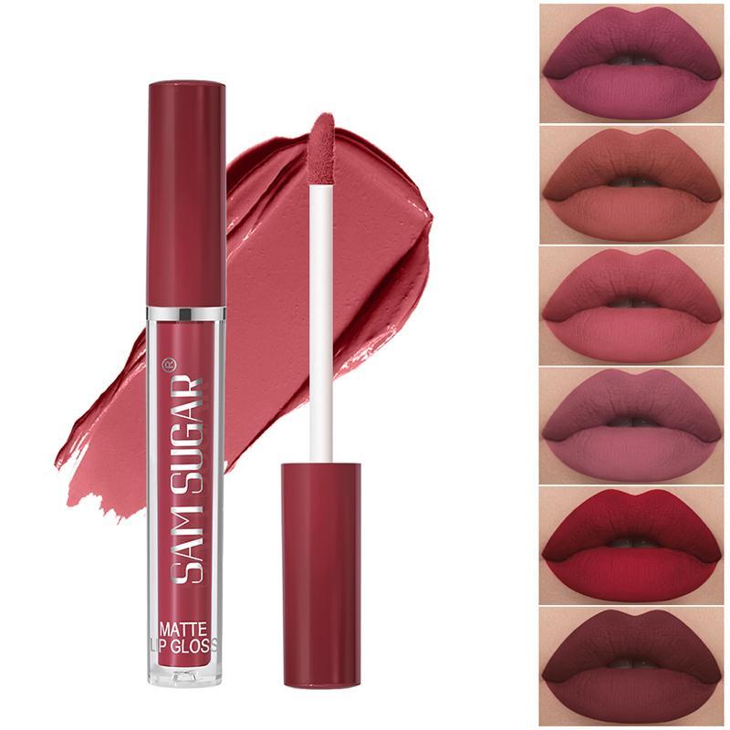 Long Lasting Matte Liquid Lipstick Set, 6 Counts box Waterproof Non-stick Cup  Lip Gloss, Suitable for Women and Girls Daily Use, Lip Makeup Accessories