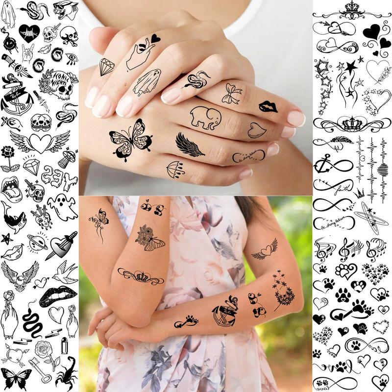 Butterfly & Snake Pattern Makeup Temporary Tattoo Sticker for Music Festival Makeup Decor, 15pcs Waterproof Cosmetic Fake Tattoo Sticker for Women & Girls, Christmas Gift