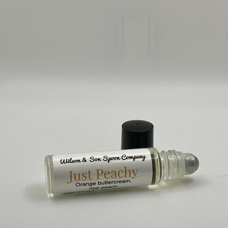 Just Peachy Roll-on Body Oil - Unisex aroma with Orange, Peach, Cinnamon, and Vanilla scents