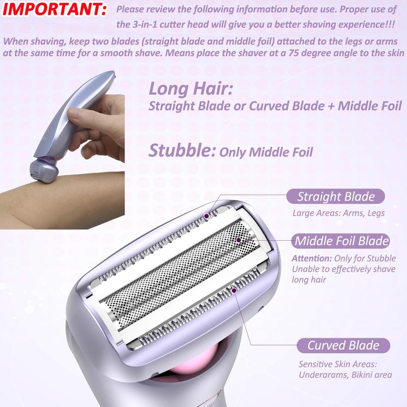 Electric Razor for Women, 1 Box Waterproof Wet & Dry Use Electric Shaver, Portable Gentle Lady Shaver for Home Travel, Women Hair Removal Tool