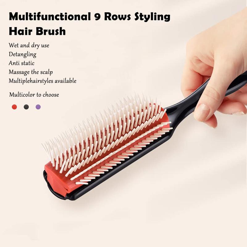 9 Rows Hair Brush, Easy Clean Removable Hairbrush For Styling Detangling Shaping Smoothing Blow-Drying Separating,Defining Curls For Curly Hair