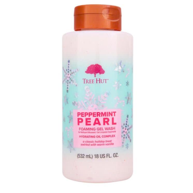 Tree Hut Peppermint Pearl Foaming Gel Wash | Cleanse & Soothe Skin Without Stripping Moisture | Made with our Hydrating Oil Complex | Limited Edition Holiday | 18 fl oz.