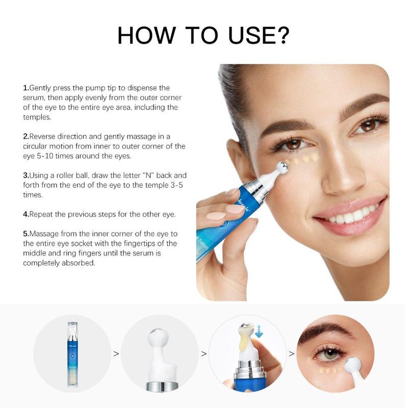 Lakerain Eye Serum for Summer Gift, 1 Count 2 Counts Under Eye Roller Cream for Dark Circles and Puffiness, Eye Treatment Serum with 360° Massage Ball, Suitable for Under Eye Dark Circles