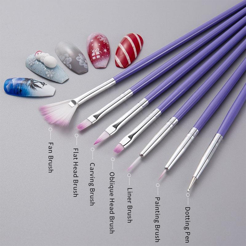 Nail Art Tool Set, 12pcs set Double-ended Nail Dotting Pen & Nail Art Brush, Professional Manicure Tool for Home & Salon Use