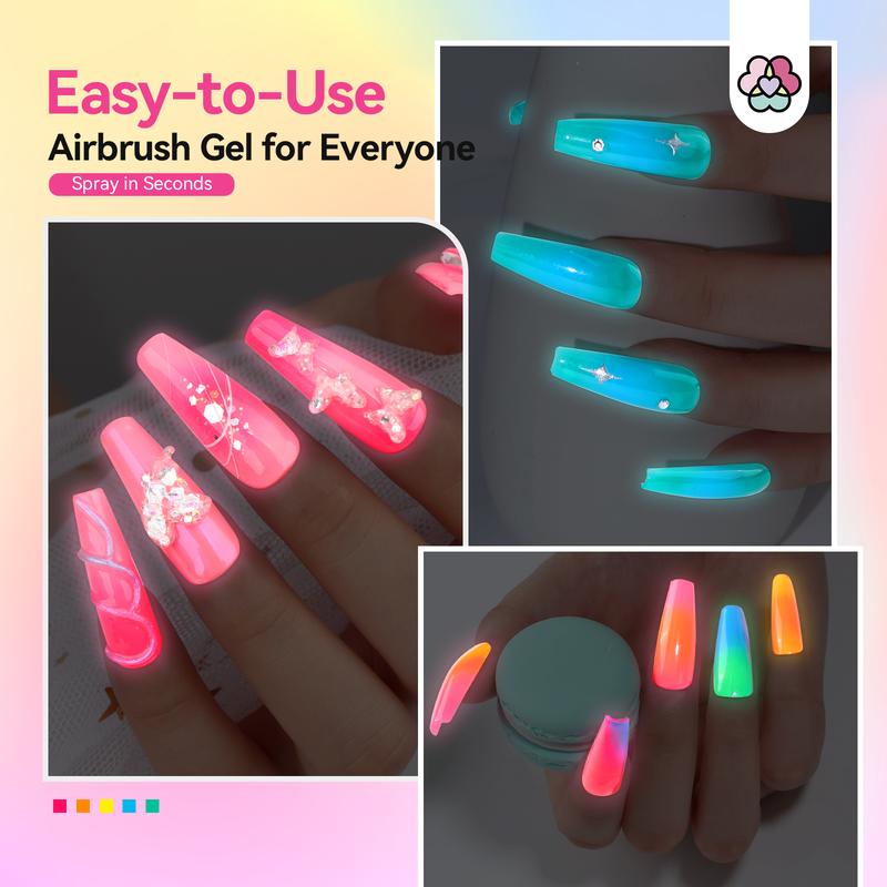 SAVILAND Airbrush Gel Nail Polish Set: 12 Vibrant Neon Colors No Dilution Needed Perfect for French Manicures DIY Nail Art Parties Gifting